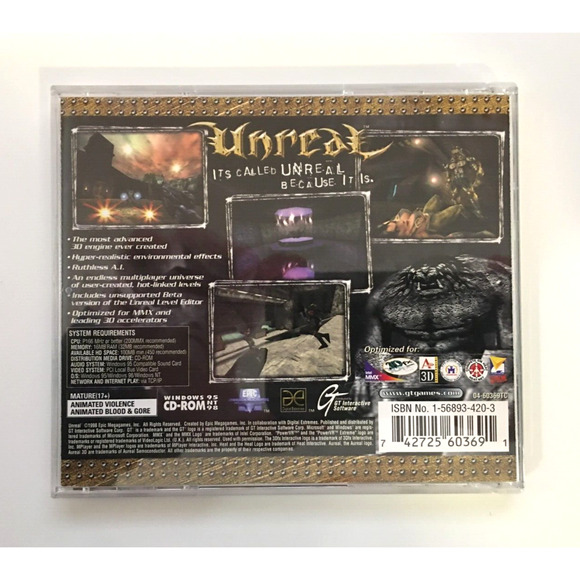 Unreal [Jewel Case] (PC/Windows, 1998) Epic Megagames Inc - CIB Complete - Picture 3 of 4